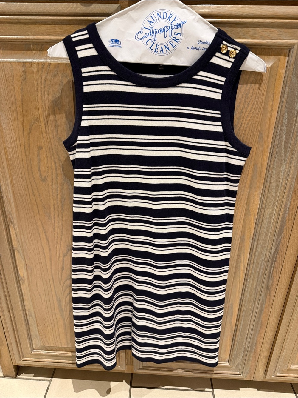 Talbots Cotton Navy & White Striped Dress